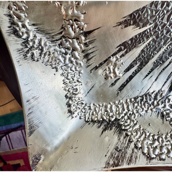 Mid-Century Modern Silver Burst Acrylic Platter Serving Tray Vintage 1960s-1970s - Picture 10 of 13